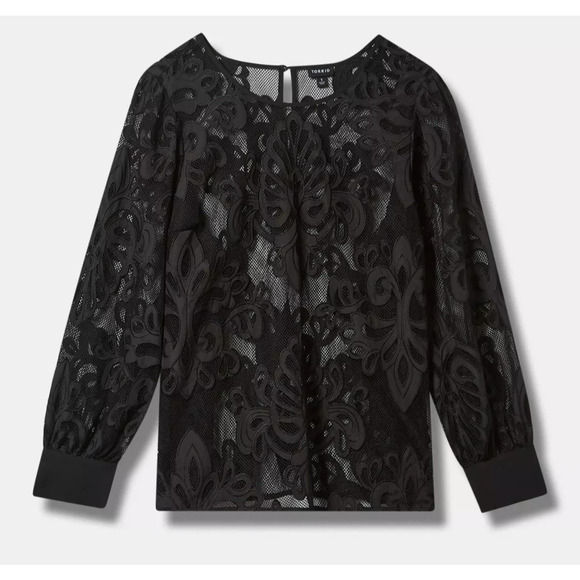 Torrid Mesh Embroidery Long Sleeve Top Plus Size 4 4X Witchy Grunge Whimsigoth - Picture 12 of 14